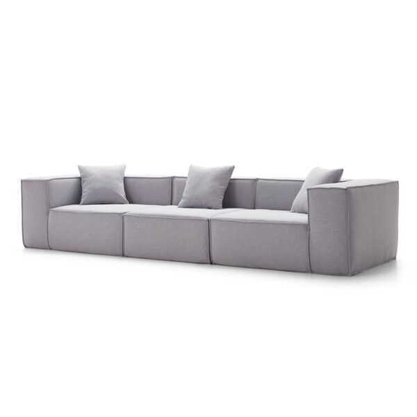 Long 3 Piece Light Grey Settee Set | Compressed Sofa
