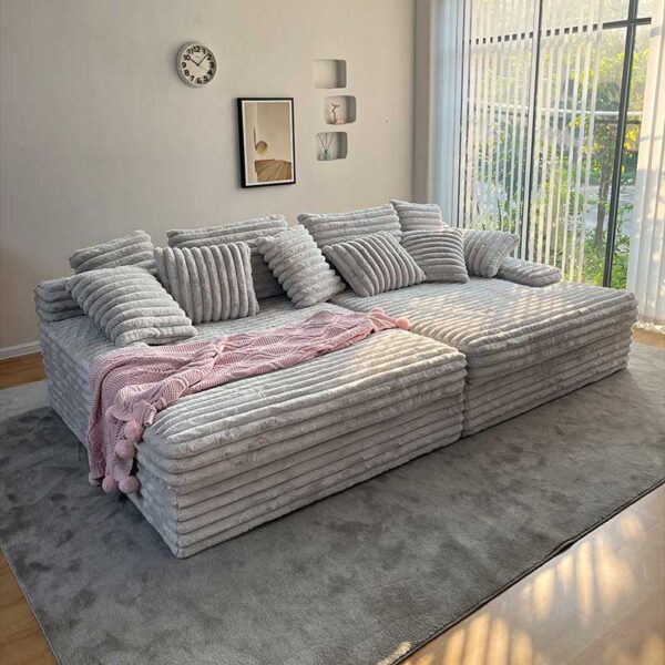 Large Double Chaise Lounge Couch-in-a-Box | Compressed Sofa